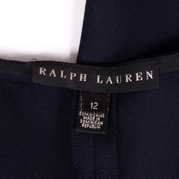 Ralph Lauren Black Label Wool Blend Stretch Straight Black Dress Pants SZ 12 - Picture 6 of 9